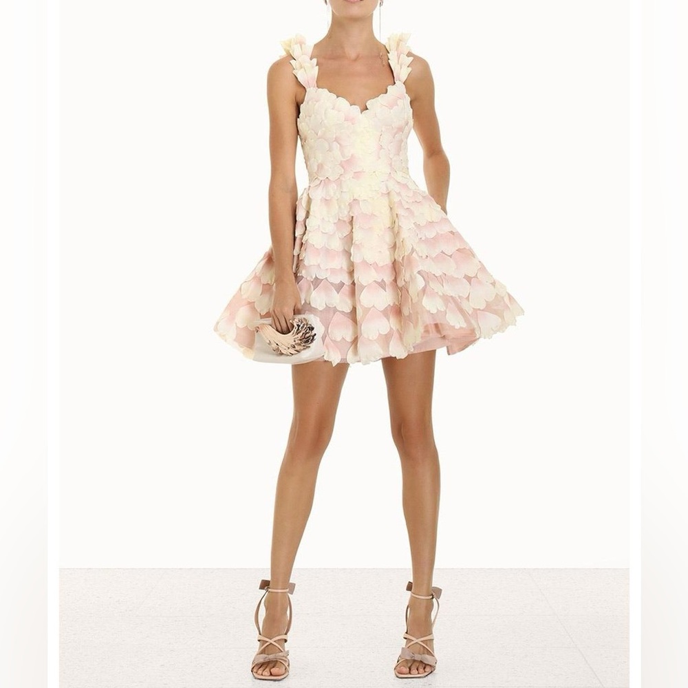 Zimmermann Prima Petal-Appliquéd Linen-Silk Mini Dress